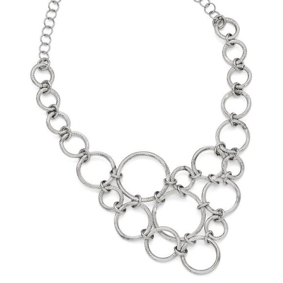 Textured Multi Circle Collar Necklace in Sterling Silver, 18.5 Inch - Picture 1 of 5